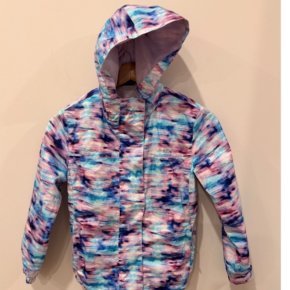 Eddie Bauer Kids S 7/8 Watercolor Print Hooded Windbreaker Jacket